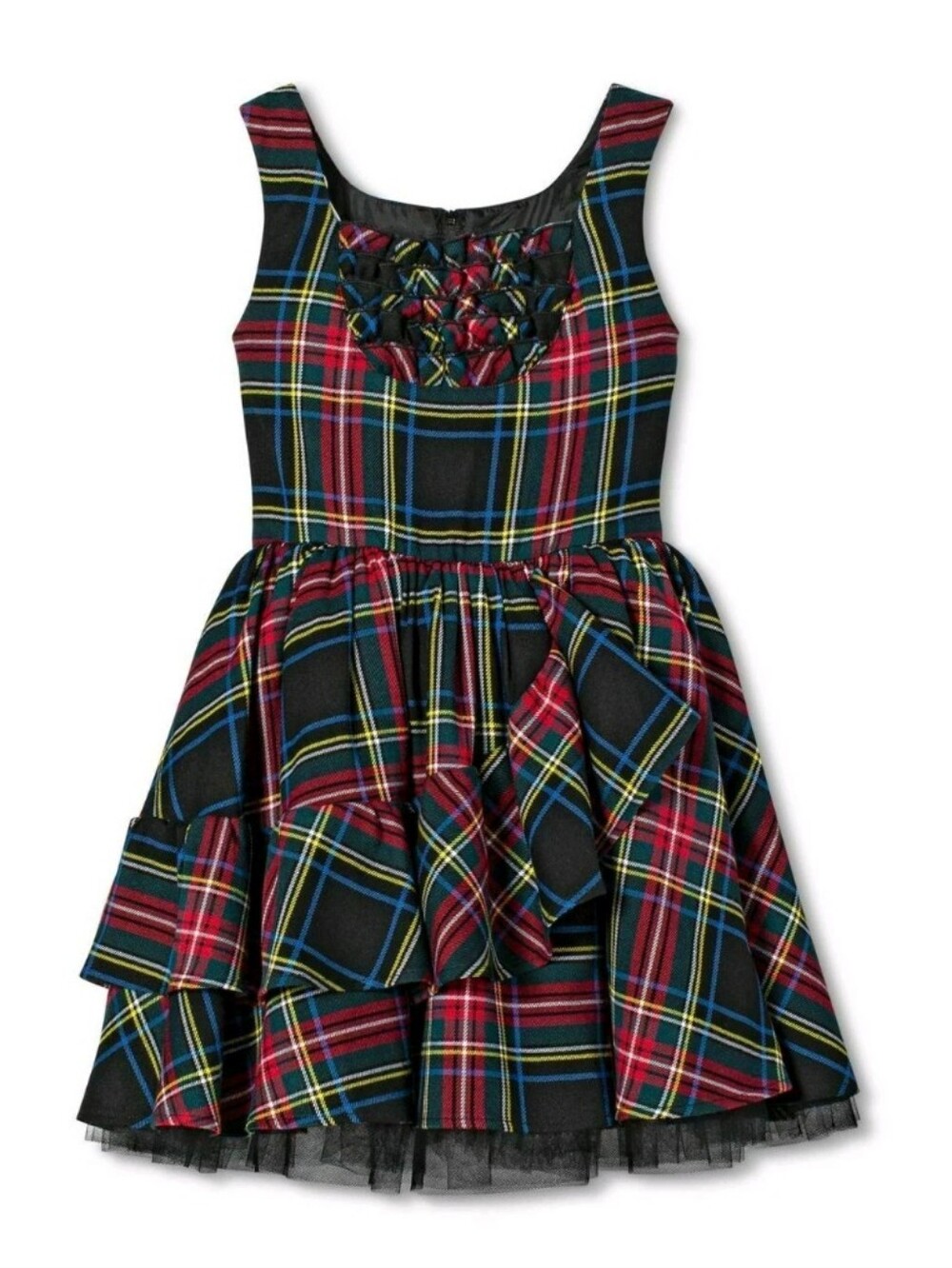 Harajuku Mini Target Girl's Plaid Girls Black & Red Tartan Ruffle Dress